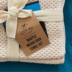 Cream Waffle Weave Dish Towel Set